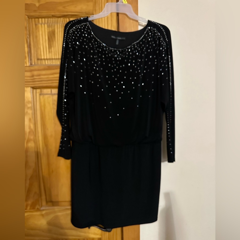 White House Black Market Black Dress with Silver Details